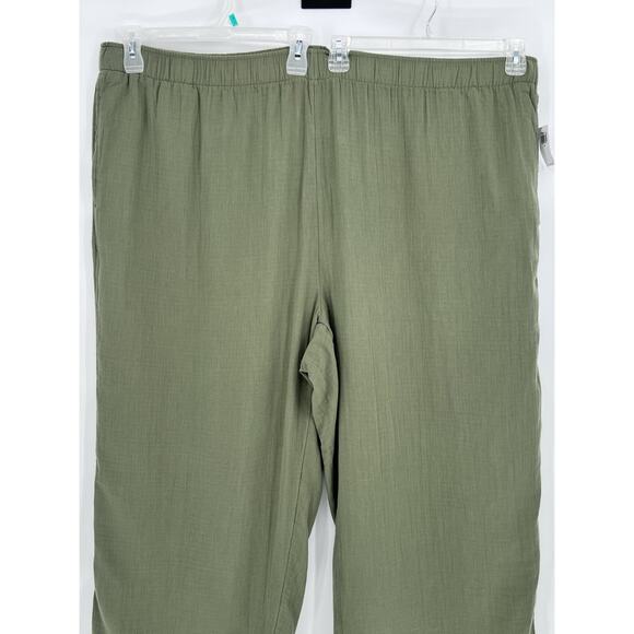 Old Navy High-Waisted Crinkle Gauze Super Wide-Leg Pants Size 4X Olive Green - Picture 2 of 11